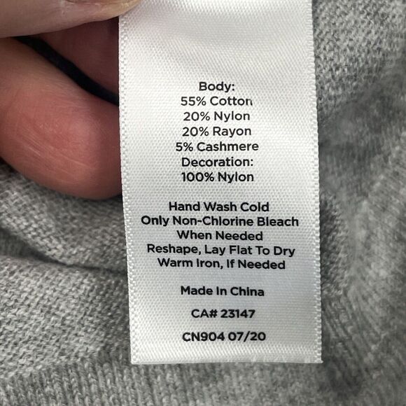 NWT Talbots Sz XLP Cashmere Blend Long Sleeve Crew Neck Sweater Grey Snowflakes - Picture 8 of 12